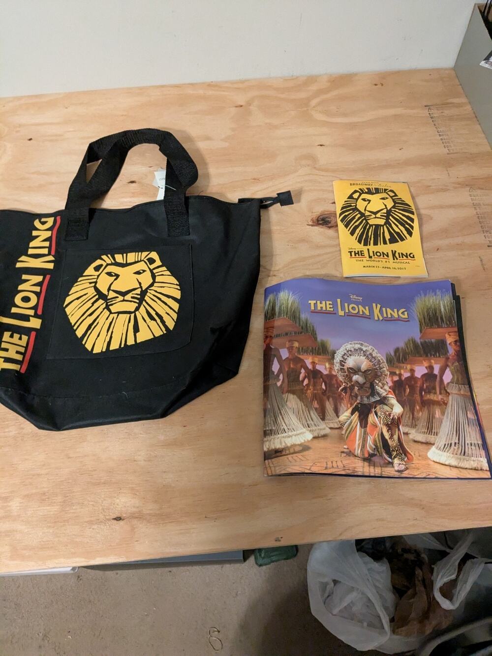 Lion King Broadway Tote Bag With Playbill And Poster Book Large Bag Fact Book